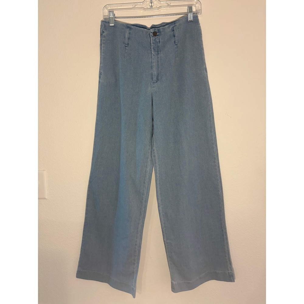 J. Peterman Light Wash Wide Leg Denim Trousers High Rise Blue Jeans Size 6